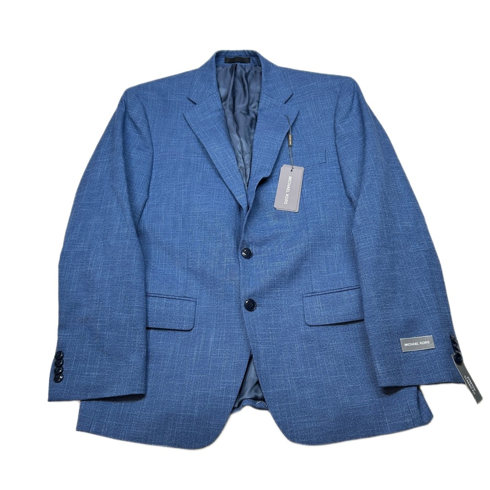 Michael Kors Kent Sport Coat‎ Mens 38S 38 Blue Stretch Classic Fit $295 NEW